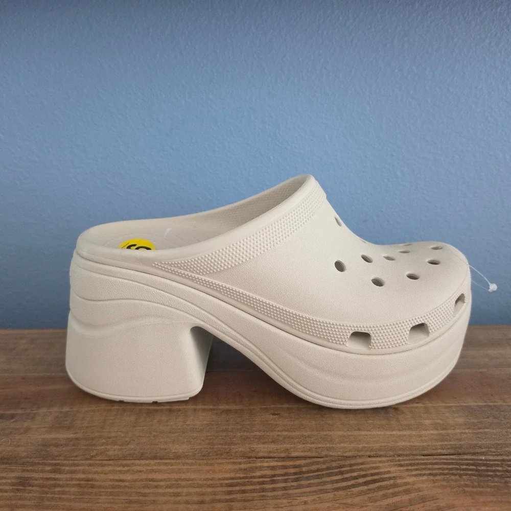 Crocs Mens Siren Clog Bone White Chunky Platform Block Heel Mule Size 9